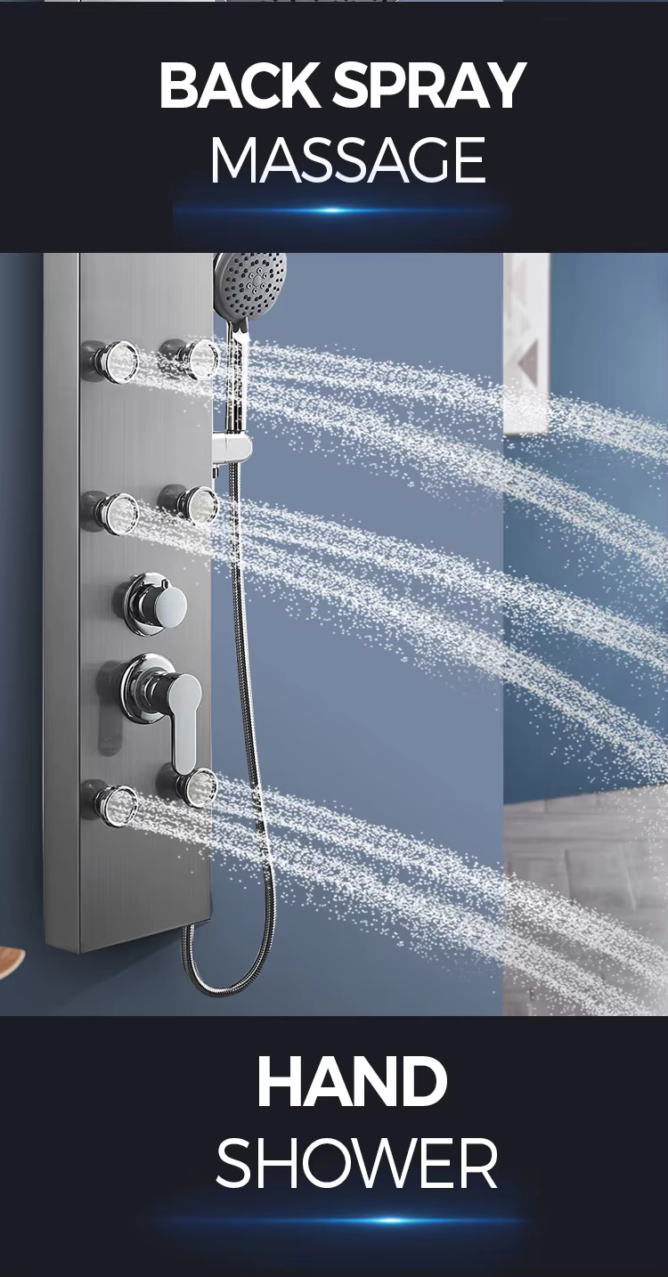 back spray massage of stainless steel shower panel