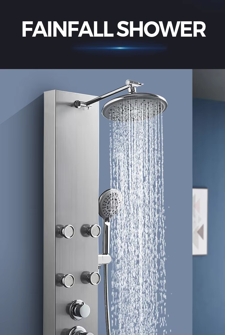 fainfall shower of stainless steel shower panel
