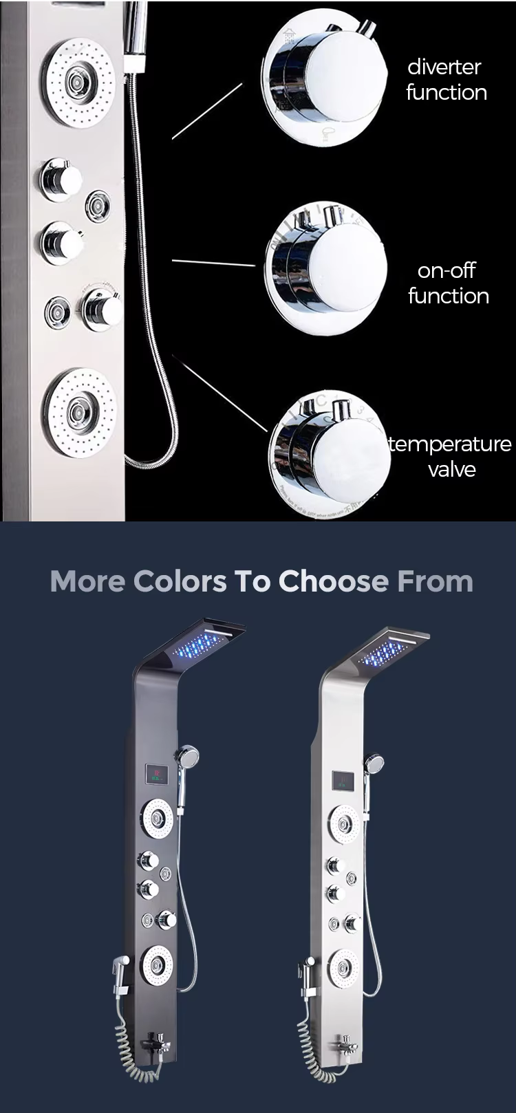 black color of shower panel