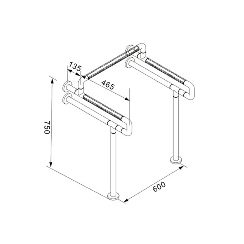 Diameter of Wall to Floor Mounted Disabled Barrier-Free Handicap Grab bars