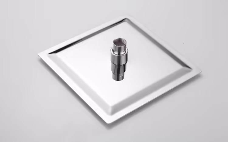 backside of chrome square shower head